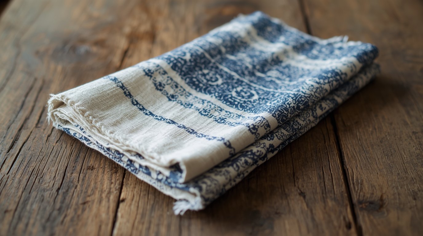 Handtryckt linneservett